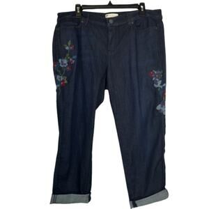 J. Jill Authentic Fit Slim Ankle embroidered dark denim women's size 16